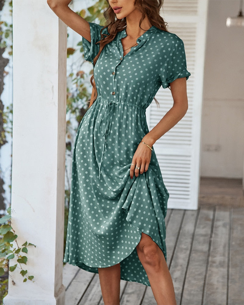 Laura Polka Dot Dress Elegant Dress with Premium Casual Styling