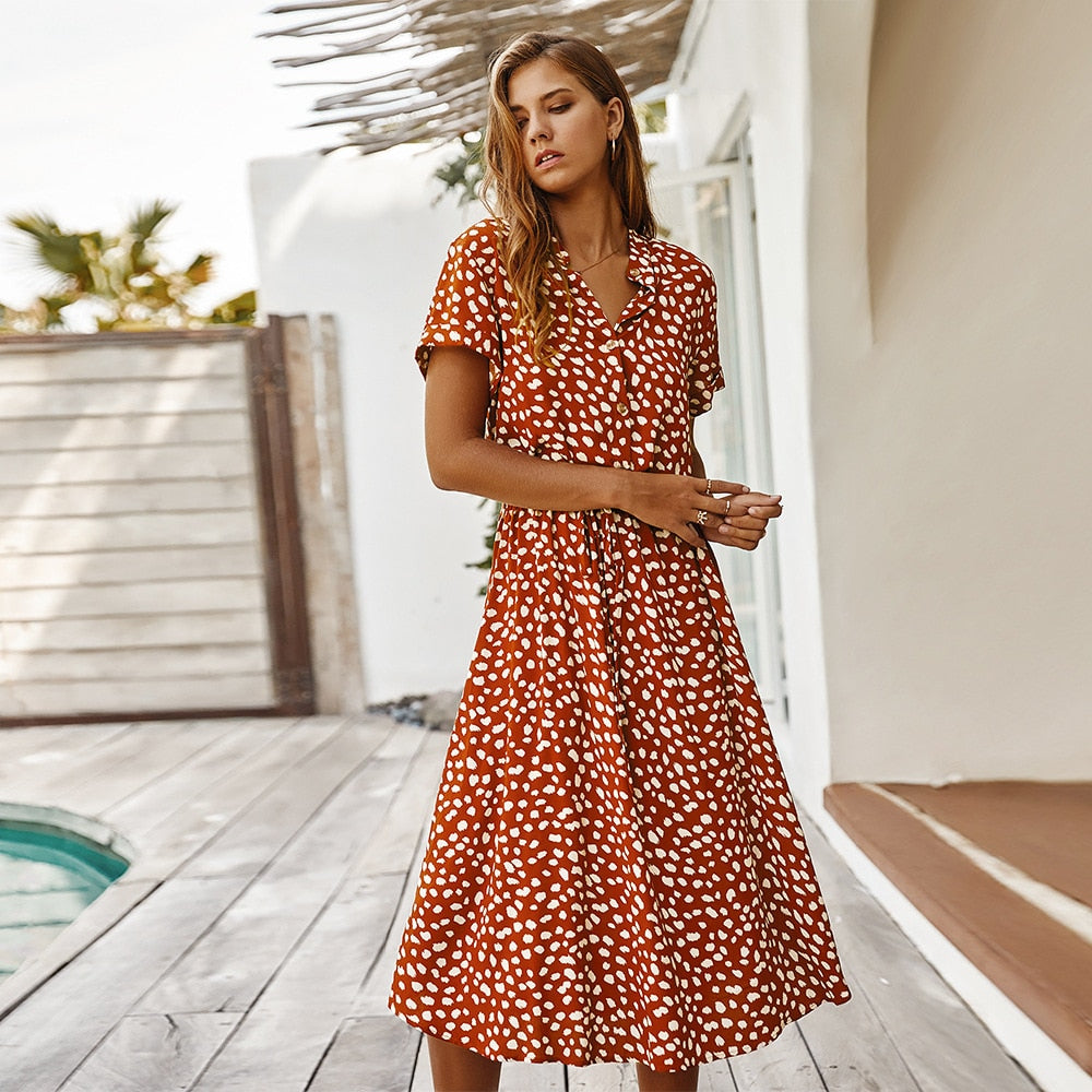 Laura Polka Dot Dress Elegant Dress with Premium Casual Styling