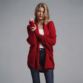 Oversized Sweater Knitted Patchwork Batwing Sleeves Cardigan Red / One Size