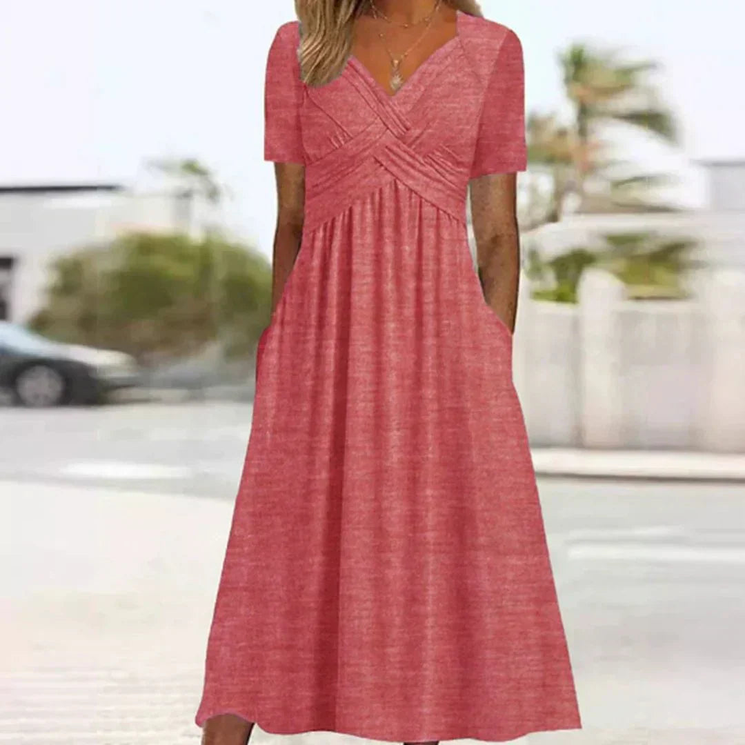 Frances - Sophisticated Flattering Elegance Dress Pink