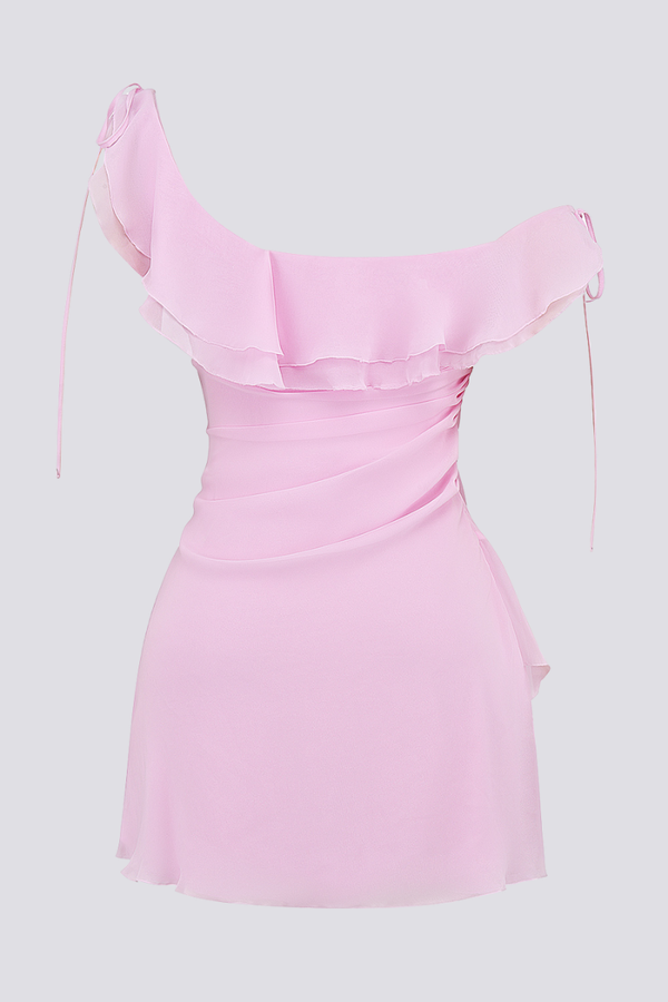 Daniela Aesthetic Off Shoulder Ruffle Shirt Mini Dress Premium Wardrobe Essential