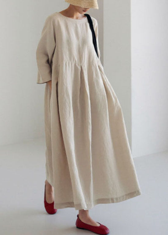 Apricot Flower-2 Cotton Dresses Pockets Patchwork Summer