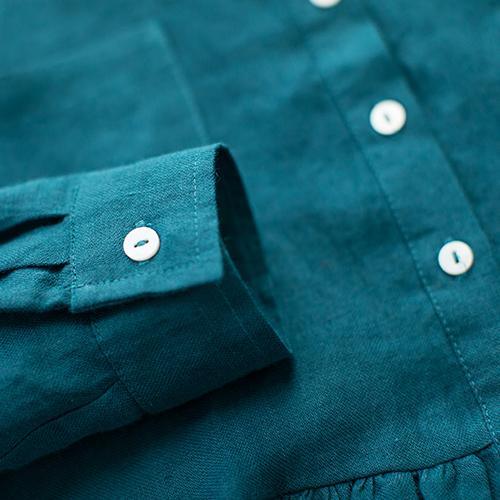 Aqua blue retro linen dress fit flare summer dresses linen sundress the raining afternoon