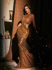 Cutout Embellished Mesh Maxi Dress - View 2