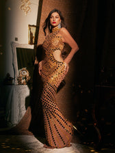 Cutout Embellished Mesh Maxi Dress - View 4