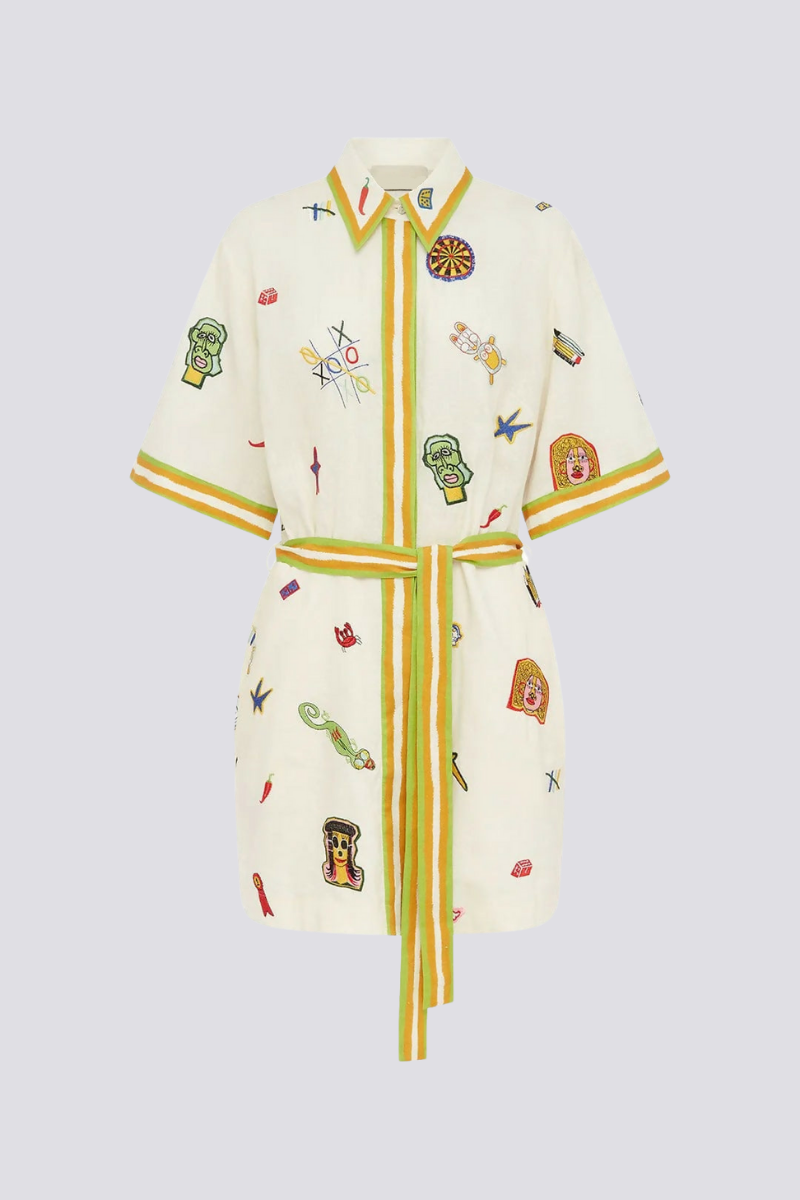 Dulce Effortless Short Sleeved Embroidered Mini Dress Chic Silhouette Collection