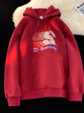 Speedway Letter Graphic Hoodie Red / M(40-45KG)