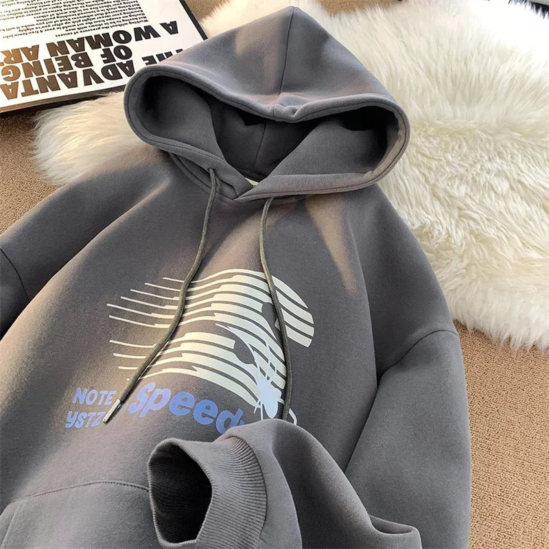 Speedway Letter Striped Graphic Print Fleece Pullover Hoodie 4
