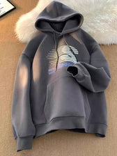 Speedway Letter Graphic Hoodie Dark Grey / M(40-45KG)