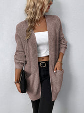 Women's Sweater New V-Neck Solid Color Loose Fit Pockets Long Cardigan