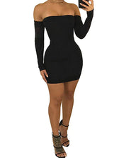 Autumn winter long Sexy Off Shoulder Backless Lace Midi Dresses - View 3