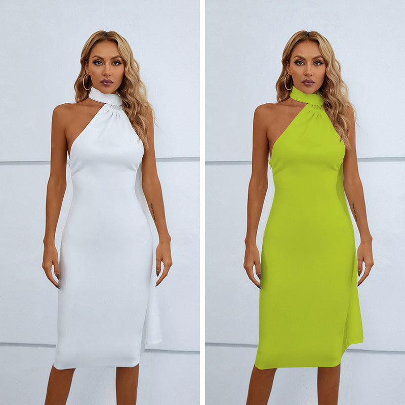 Dress Backless Skinny Sheath Scarf Dress Midi Dress for Girls