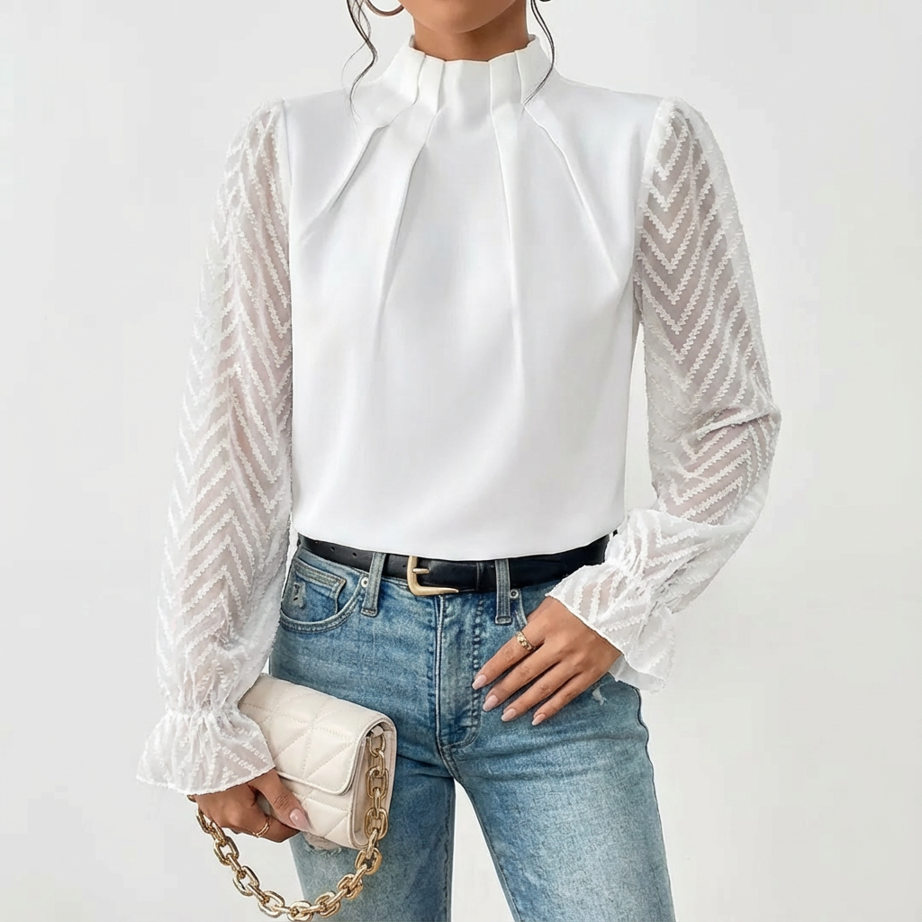Elegant Long Sleeve Blouse with Soft Fabric and Flattering Fit