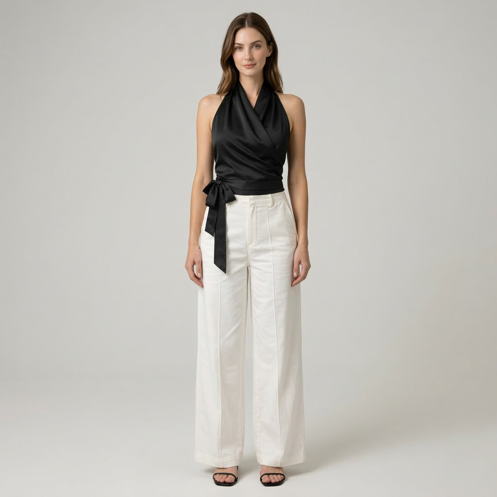 Elegant Minimal Halter Neck Top with Adjustable Straps and Breathable