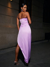 Avila Strapless Satin Maxi Dress In Violet 5