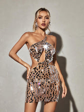 One Shoulder Embellished Mini Dress - View 4