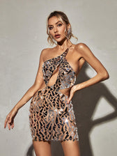 One Shoulder Embellished Mini Dress - View 2