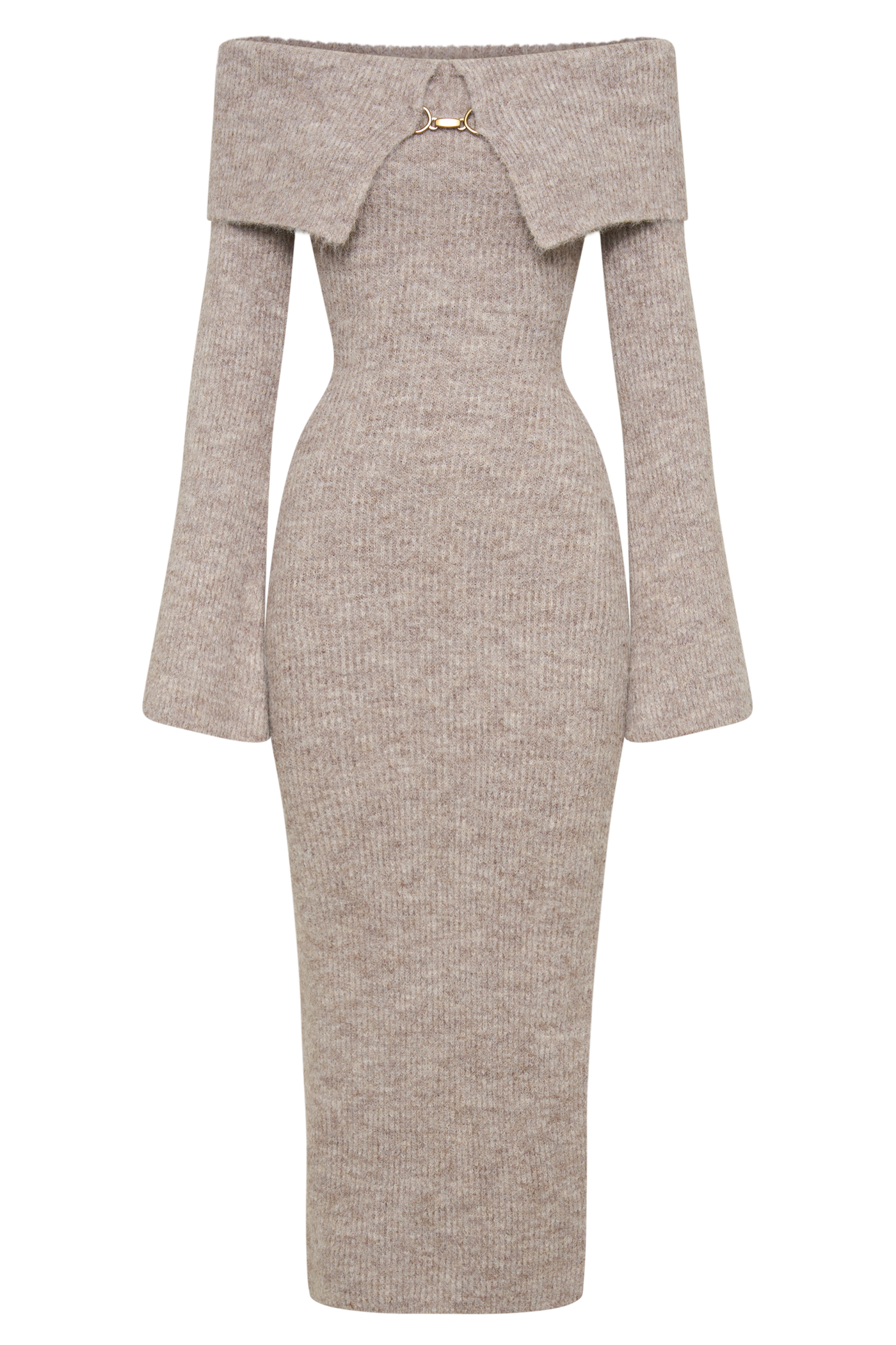 Off Shoulder Long Sleeve Ribbed Knit Bodycon Maxi Dress 9