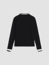 Contrast Trim Mock Trendy Neck Knit Top