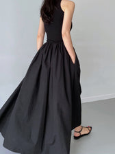 Crew Neck Sleeveless Pocket A-Line Maxi Dress 4