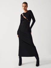 Diagonal Keyhole Long Trendy Sleeve Long Dress