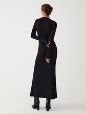 Diagonal Keyhole Long Trendy Sleeve Long Dress