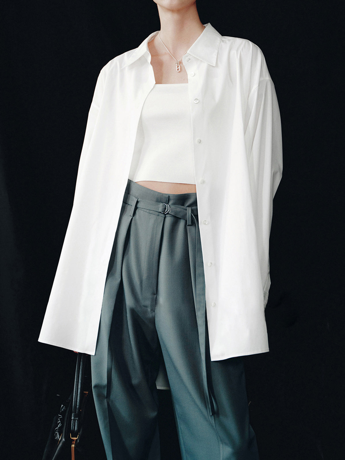 Oversized Collared Button Down Long Sleeve Longline Shirt 4