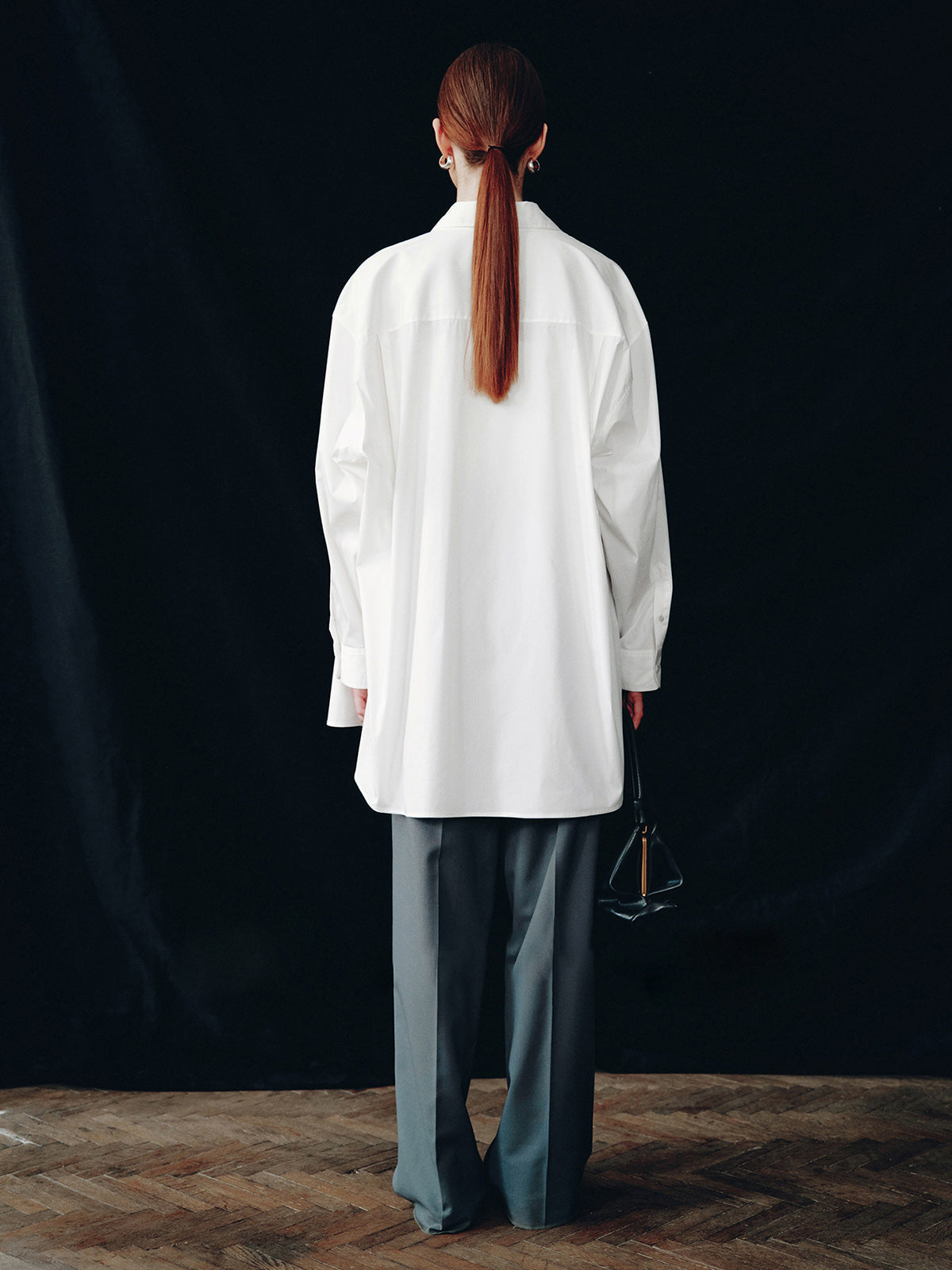 Oversized Collared Button Down Long Sleeve Longline Shirt 2
