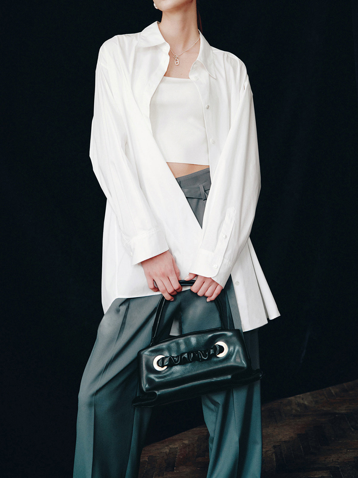 Oversized Collared Button Down Long Sleeve Longline Shirt 3
