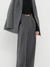 Middle Waist Solid Trendy Pocket Straight Leg Pants