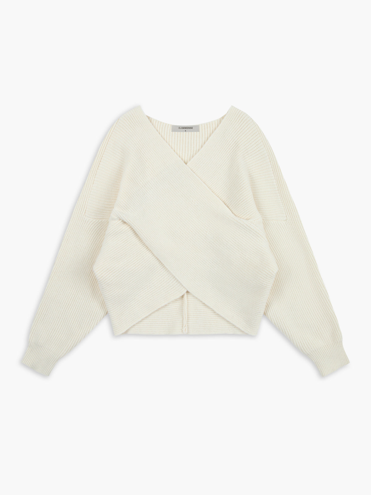 V-Neck Cross Wrap Front Long Sleeve Ribbed Knit Cropped Sweater 21