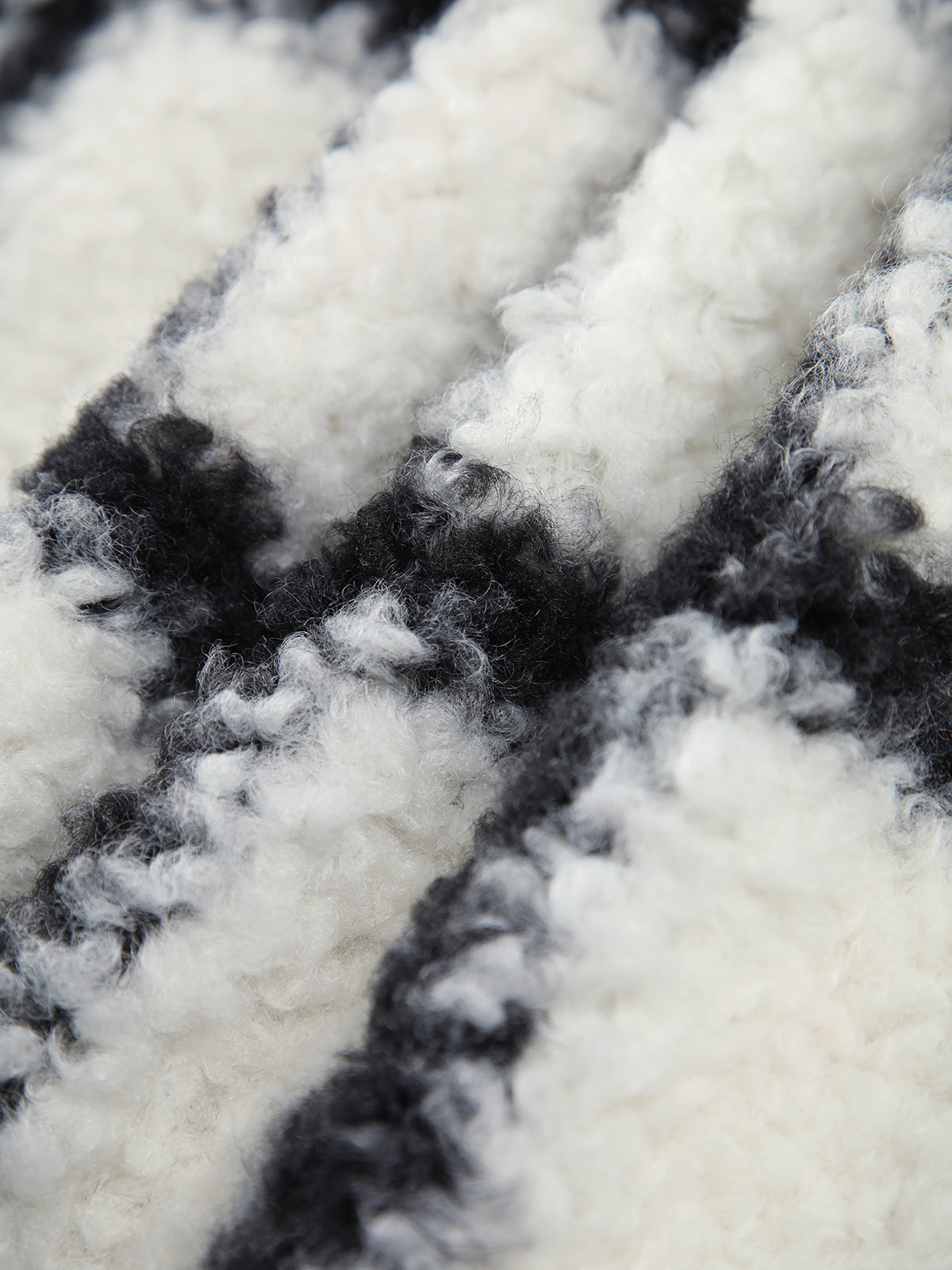 Windowpane Check Faux Shearling Lapel Collar Longline Teddy Coat 7