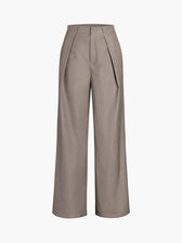 Middle Waist Solid Trendy Pocket Straight Leg Pants