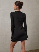 Rhinestone Bow Decorated V-Neck Short Dress - View 6
