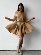 Long Sleeve Fit and Flare Knit Mini Dress 7