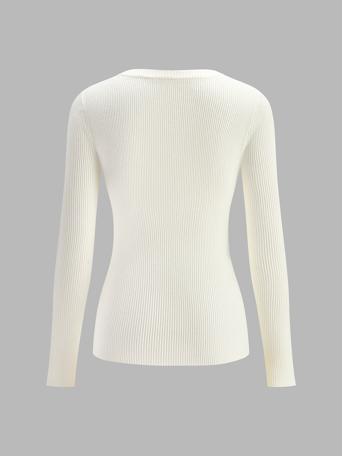 Asymmetrical Button Front Long Sleeve Ribbed Knit Cardigan 9