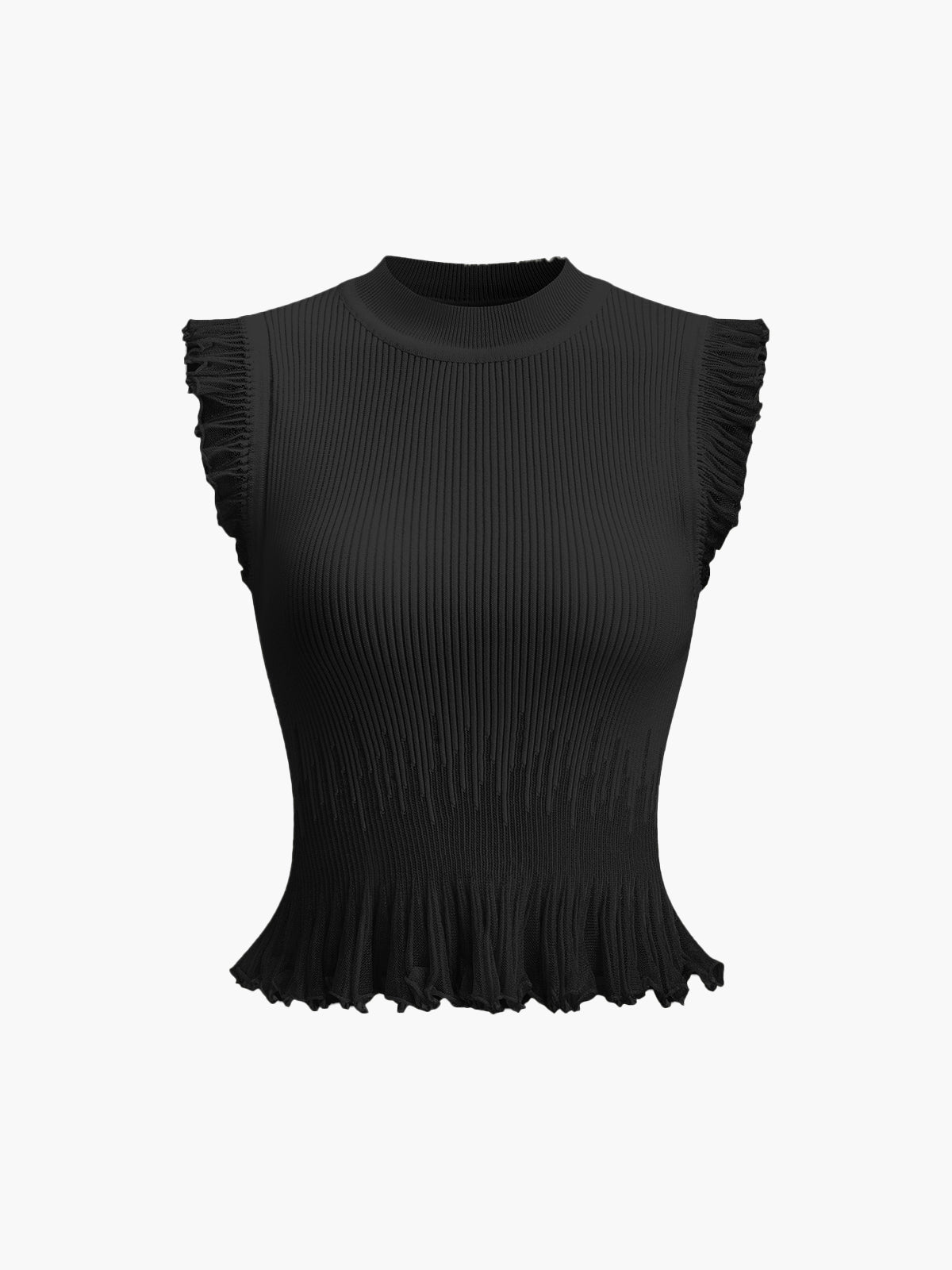 Ribbed Knit Ruffle Top and Skirt Set