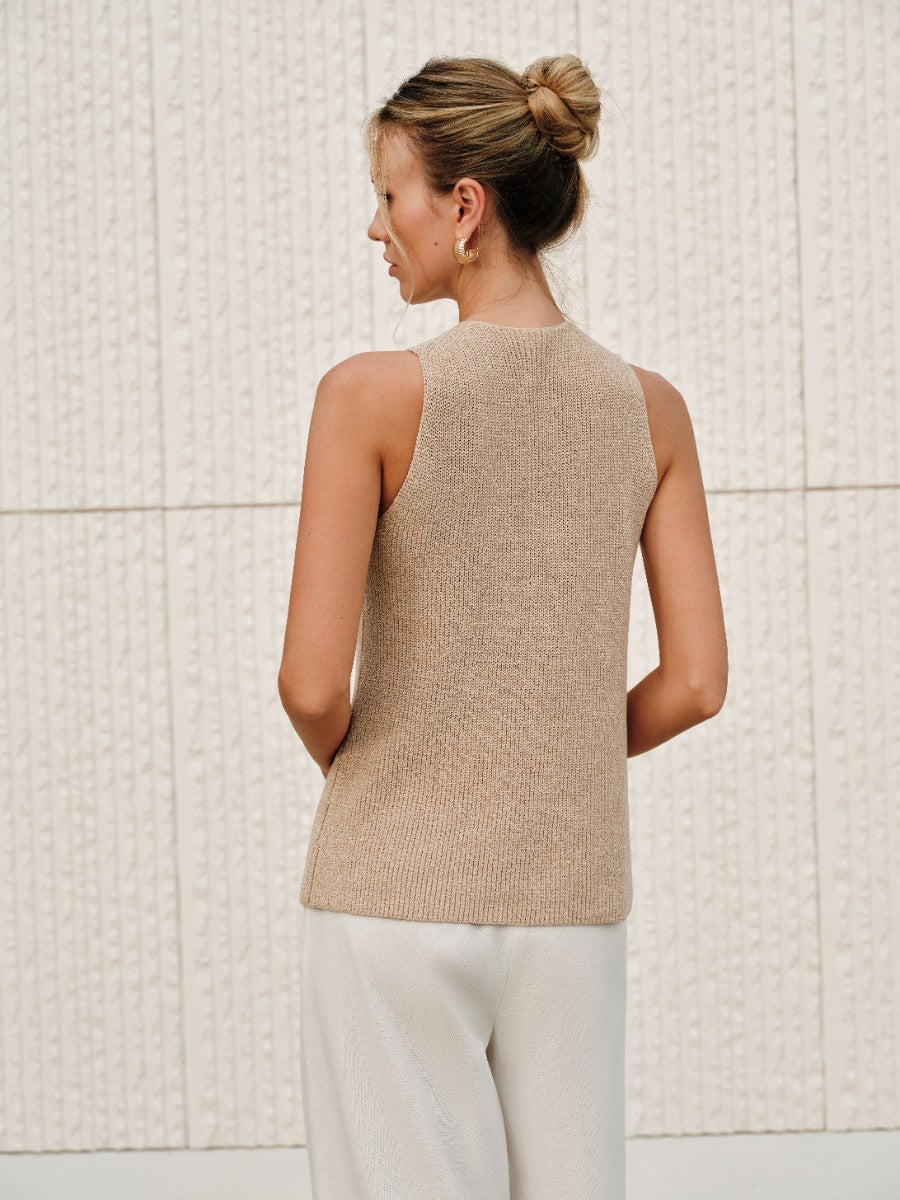 Halter Cross-Over Collar Tank Top