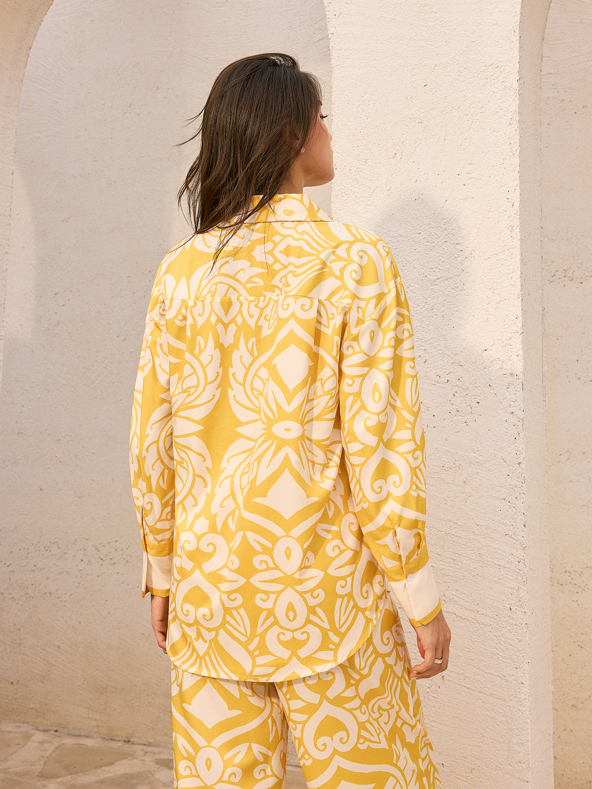 Oversized Patterned Shirt and Pants Set