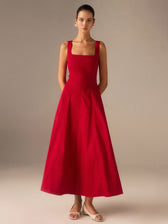 Cotton Maxi Dress with Lace-Up Back - View 3