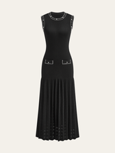 Pearl Trimmed Knit Midi Dress