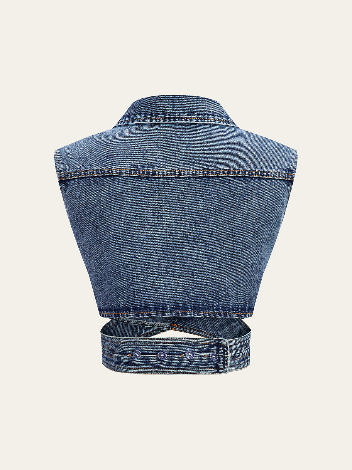 Asymmetric Wrap Denim Lapel Crop Vest