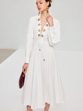 Lace-Up Pleated Midi Dress - View 3