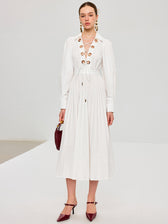 Lace-Up Pleated Midi Dress - View 4