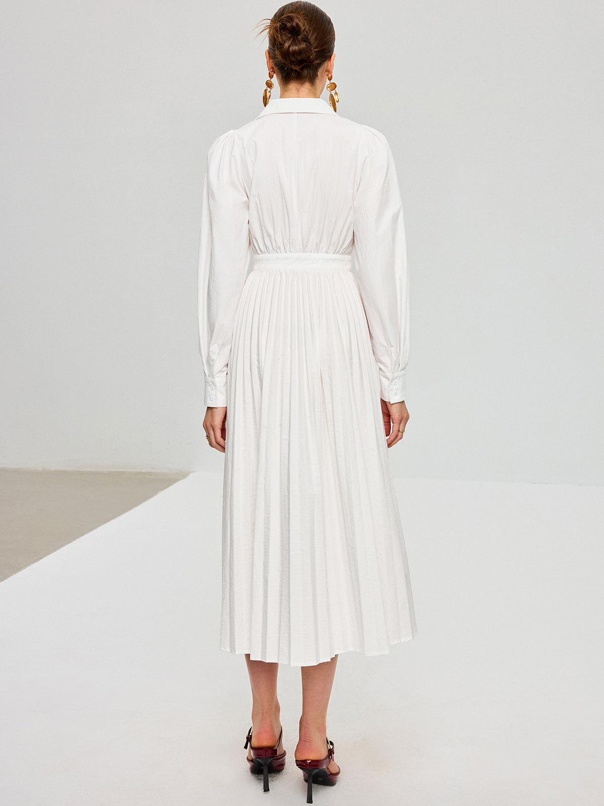 Lace-Up Pleated Midi Dress - View 6
