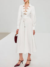 Lace-Up Pleated Midi Dress - View 5