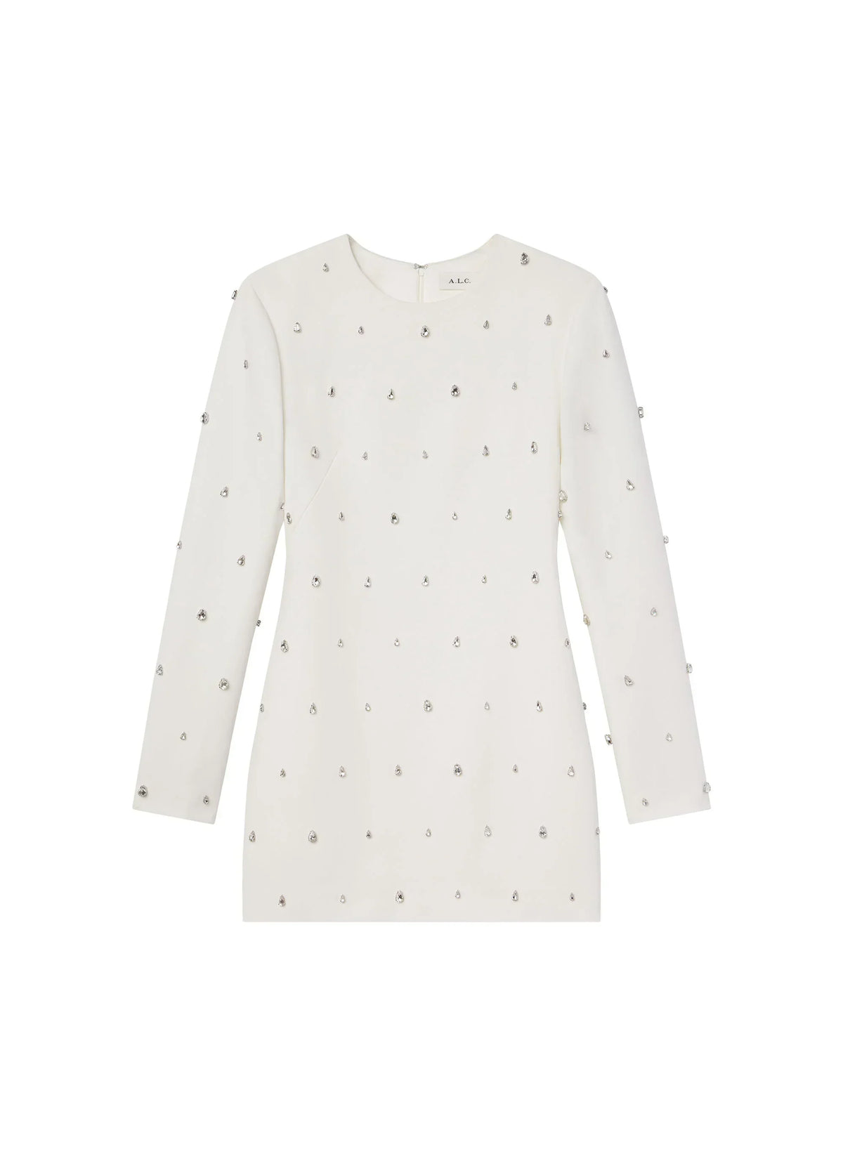 Crystal Embellished Crew Neck Long Sleeve Shift Mini Dress 6