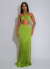 Off Shoulder Cut Out Fringe Mermaid Maxi Dress 8
