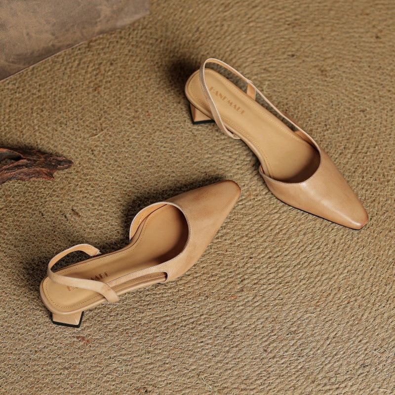 Pointed Toe Slingback Block Heel Pumps