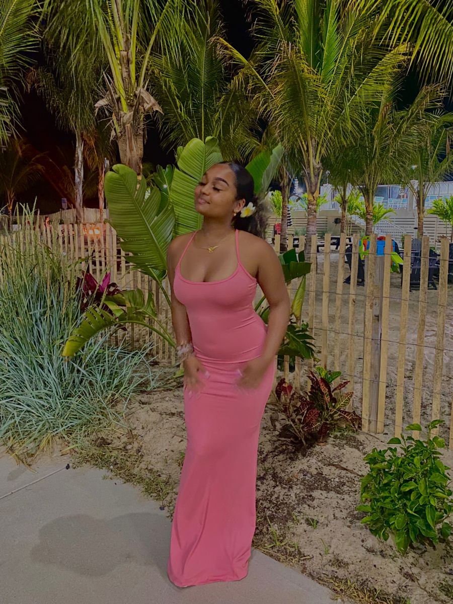 Sexy Pink Tight Evening Dress For Black Girls cc760